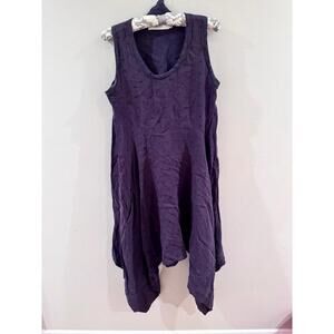 Draped 100% Linen Belted Dress Medium Lagenlook Artsy Designer 7115 By Szeki‎ NY